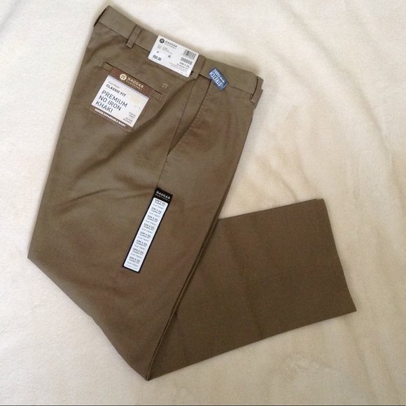 haggar classic fit no iron khaki